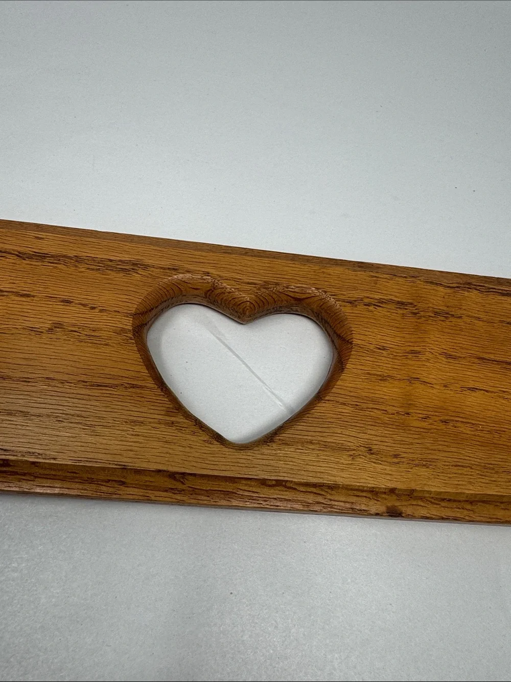 Wood Wall Hook Rack with Heart Cutout Oak Wall Hanging Cottagecore
